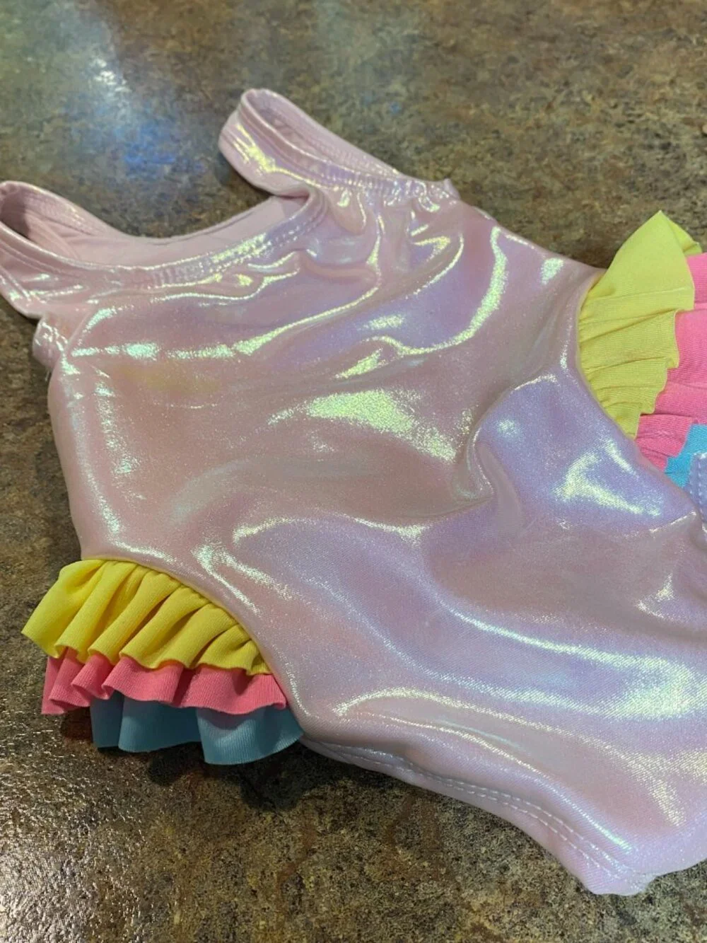 18 MO PENELOPE MACK BABY PINK METALLIC SHIMMER MERMAID SWIMSUIT 🧜‍♀️✨